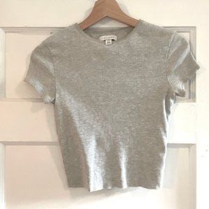 Topshop Crop Top with Lace Trim